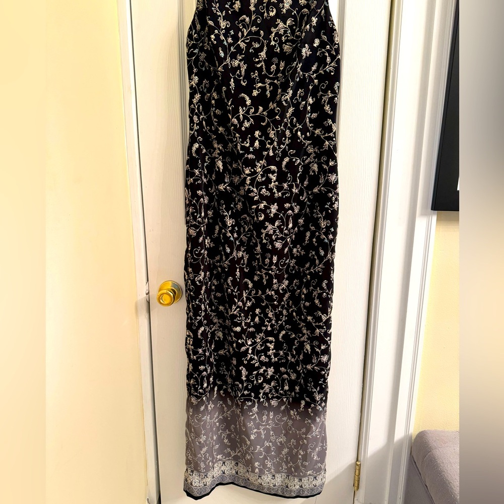 Vintage RAMPAGE 90s/y2k maxi long flower patterned ombre grey and black dress